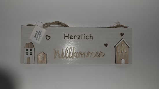 Picture of Holzschild "Herzlich Willkommen"