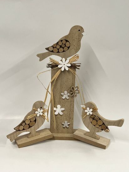 Bild von Rustikale Holz-Dekoration "Vogel-Arrangement"