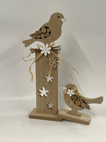 Bild von Rustikale Holz-Dekoration "Vogel-Arrangement"