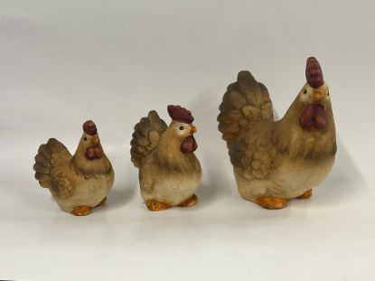 Picture of Rustikale Dekofiguren 'Hühnerfamilie' im Set