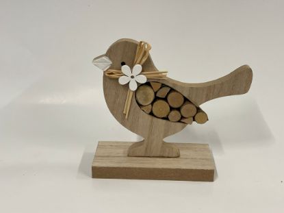 Picture of Holz-Dekofigur "Spatz auf Sockel"