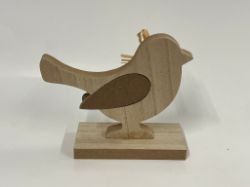 Bild von Holz-Dekofigur "Spatz auf Sockel"