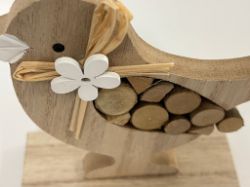 Bild von Holz-Dekofigur "Spatz auf Sockel"
