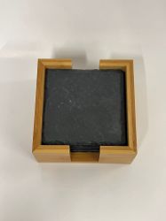 Bild von sechs quadratischen Schiefer-Untersetzern