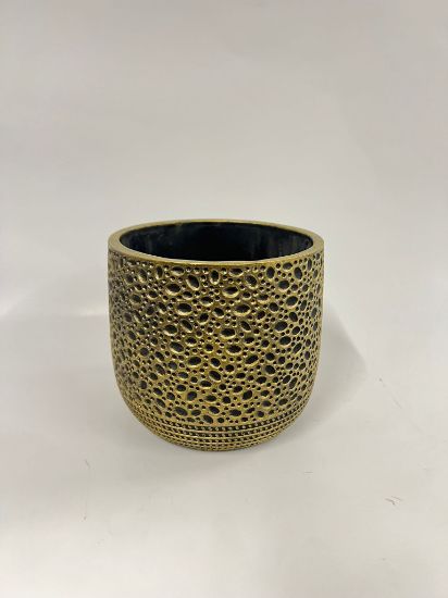 Bild von Rustikaler Keramik-Übertopf im Antik-Gold-Look