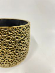 Bild von Rustikaler Keramik-Übertopf im Antik-Gold-Look