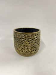 Bild von Rustikaler Keramik-Übertopf im Antik-Gold-Look