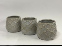 Bild von Set aus drei bauchigen Keramik-Übertöpfen