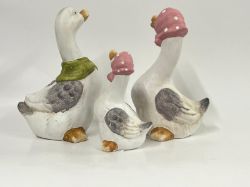 Picture of Set aus drei niedlichen Keramik-Gänsen