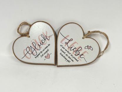 Picture of Set aus zwei dekorativen Vintage-Holzherzen