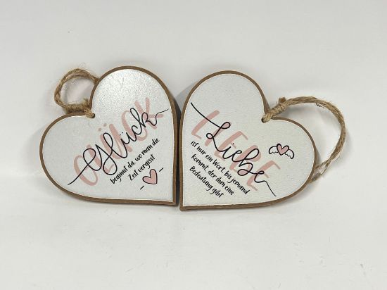 Picture of Set aus zwei dekorativen Vintage-Holzherzen