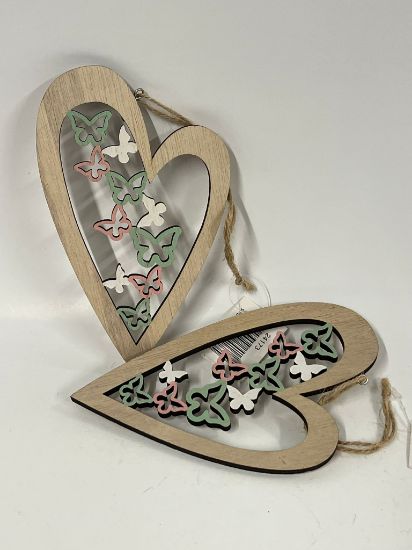 Picture of Set aus zwei dekorativen Holzherz-Anhängern