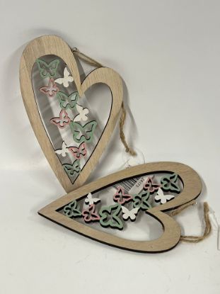 Picture of Set aus zwei dekorativen Holzherz-Anhängern