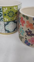 Picture of Dreier-Set Keramik-Übertöpfe im Blumenmuster 