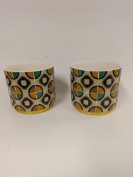 Picture of Retro-Keramik-Übertöpfe mit geometrischem Muster