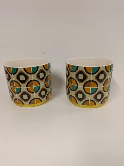 Picture of Retro-Keramik-Übertöpfe mit geometrischem Muster
