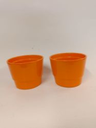 Bild von Glänzender Keramik-Übertopf in kräftigem Orange