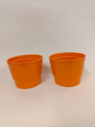 Picture of Glänzender Keramik-Übertopf in kräftigem Orange