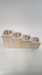 Picture of Rustikales Advents-Teelichthalter-Set aus Holz