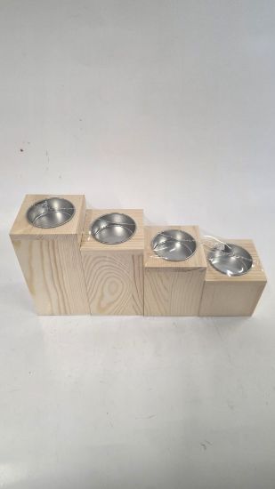 Bild von Rustikales Advents-Teelichthalter-Set aus Holz