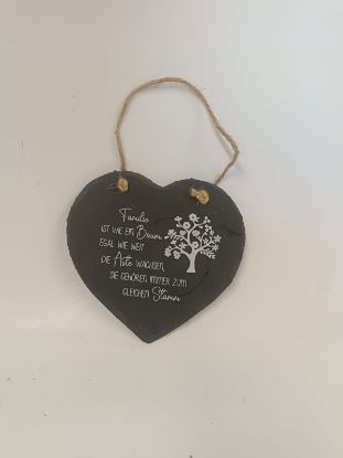 Bild von Schieferherz mit inspirierender Baum-Gravur