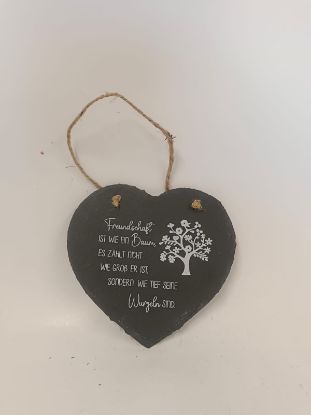 Bild von Schieferherz mit inspirierender Baum-Gravur