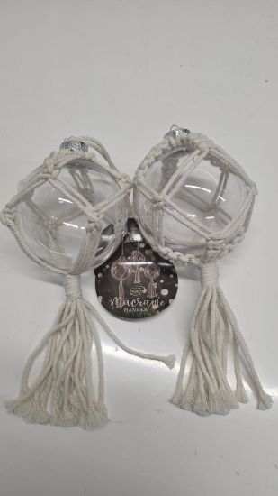 Bild von 2er Set Makramee-Glaskugel-Ornamente