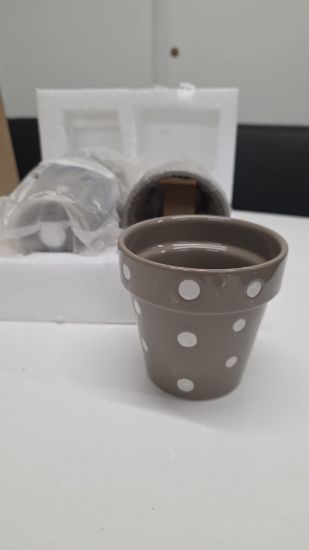 Picture of grau-weißer Keramik-Blumentopf